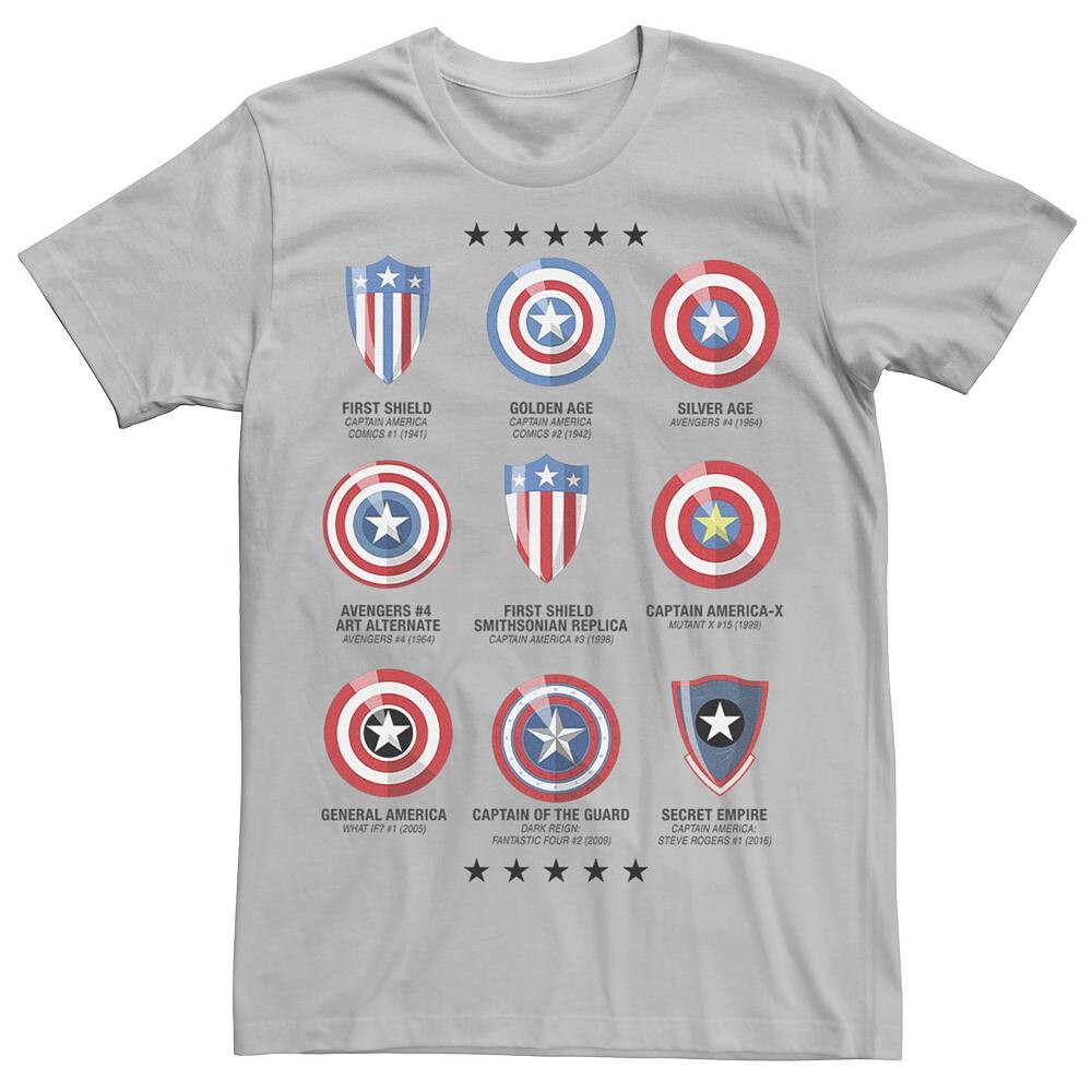 Мужская футболка Marvel Captain America с разными щитами в сетку Licensed Character, цвет Silver
Мужская футболка Marvel Captain America с разными щитами в сетку Licensed Character, цвет Silver
