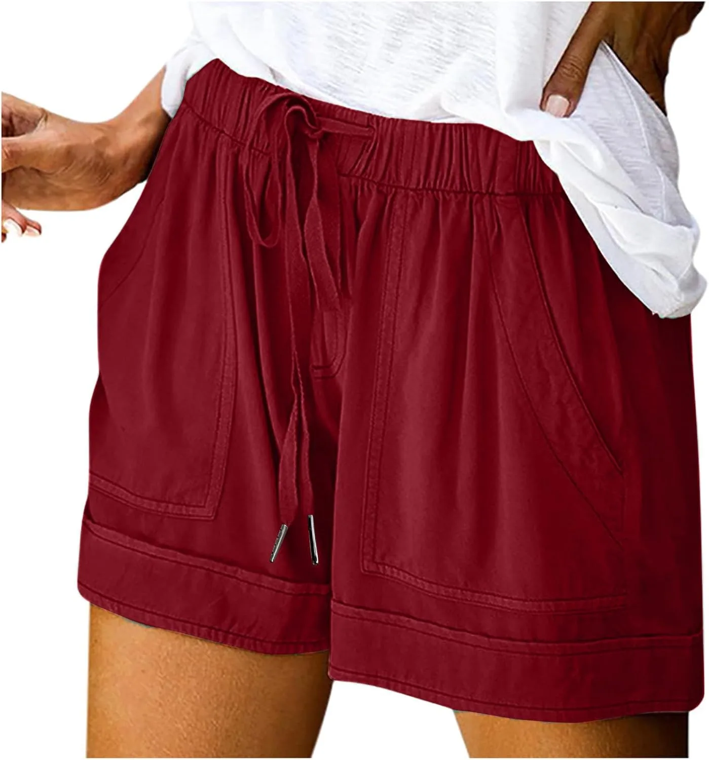 Женские спортивные шорты с высокой талией и шнурком
Женские спортивные шорты с высокой талией и шнурком