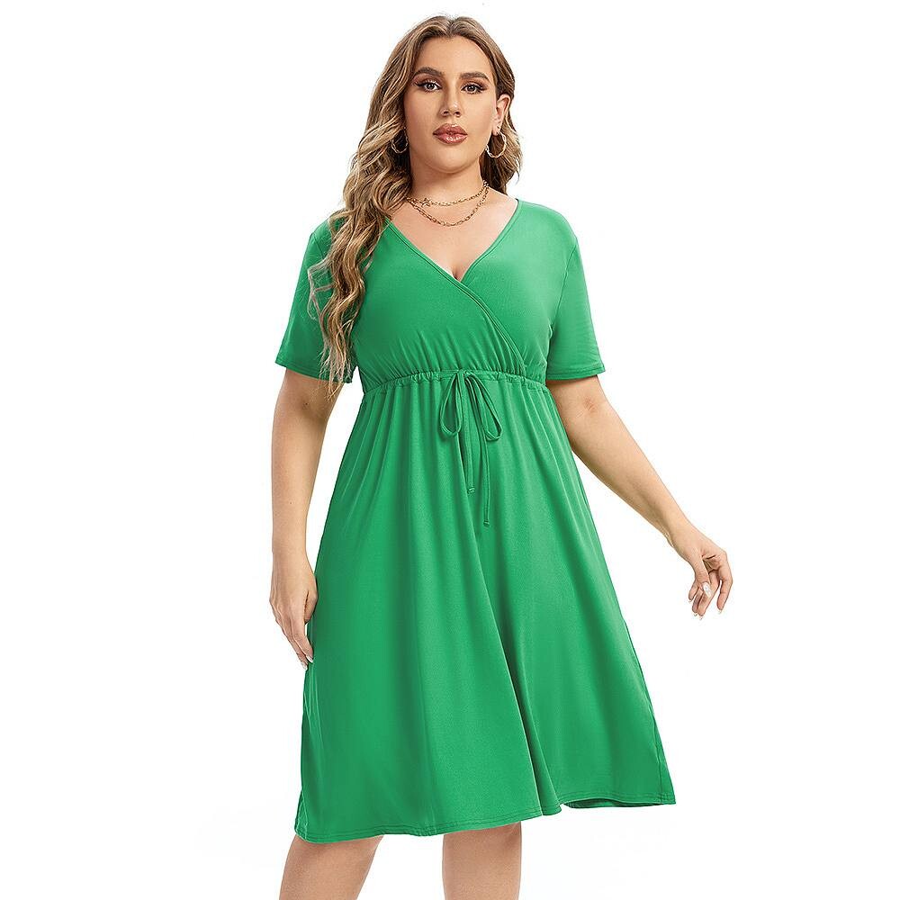 Платье больших размеров для женщин, весеннее повседневное платье-миди с карманом и рукавом MISSKY, зеленый
Платье больших размеров для женщин, весеннее повседневное платье-миди с карманом и рукавом MISSKY, зеленый