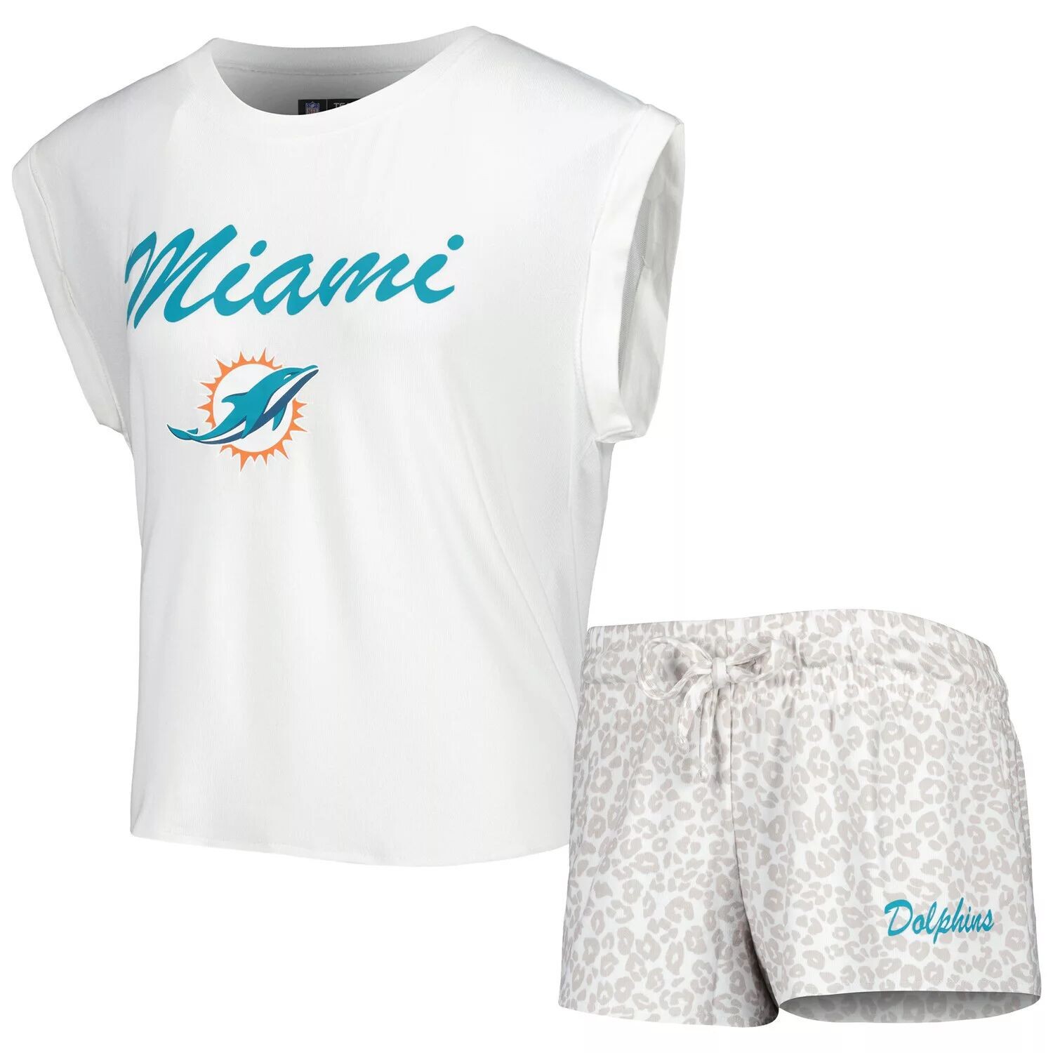 Женский комплект для сна с футболкой и шортами Concepts Sport белого/кремового цвета Miami Dolphins Montana
Женский комплект для сна с футболкой и шортами Concepts Sport белого/кремового цвета Miami Dolphins Montana
