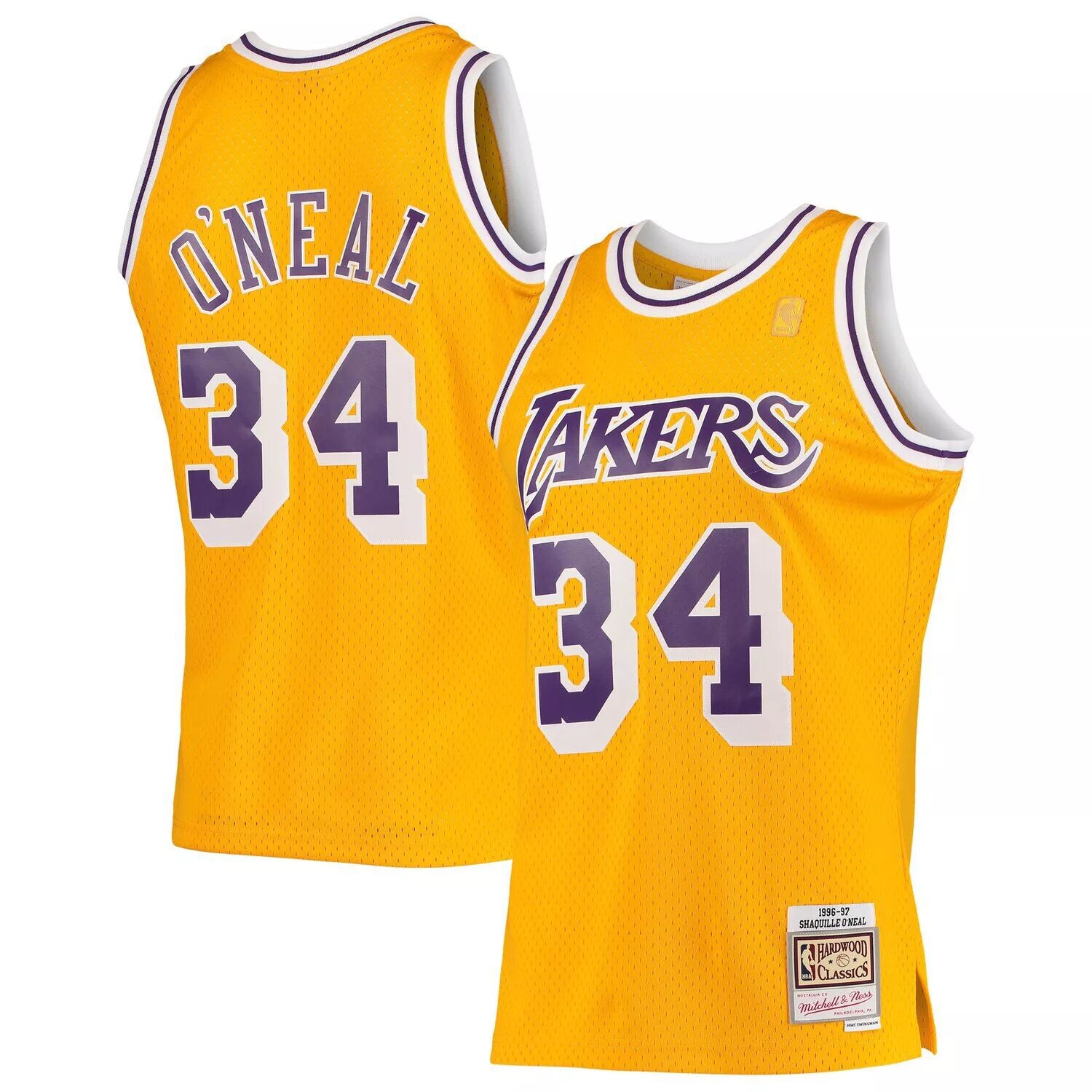 Мужская майка Mitchell & Ness Shaquille O'Neal Gold Los Angeles Lakers Hardwood Classics 1996-97 Swingman
Мужская майка Mitchell & Ness Shaquille O'Neal Gold Los Angeles Lakers Hardwood Classics 1996-97 Swingman