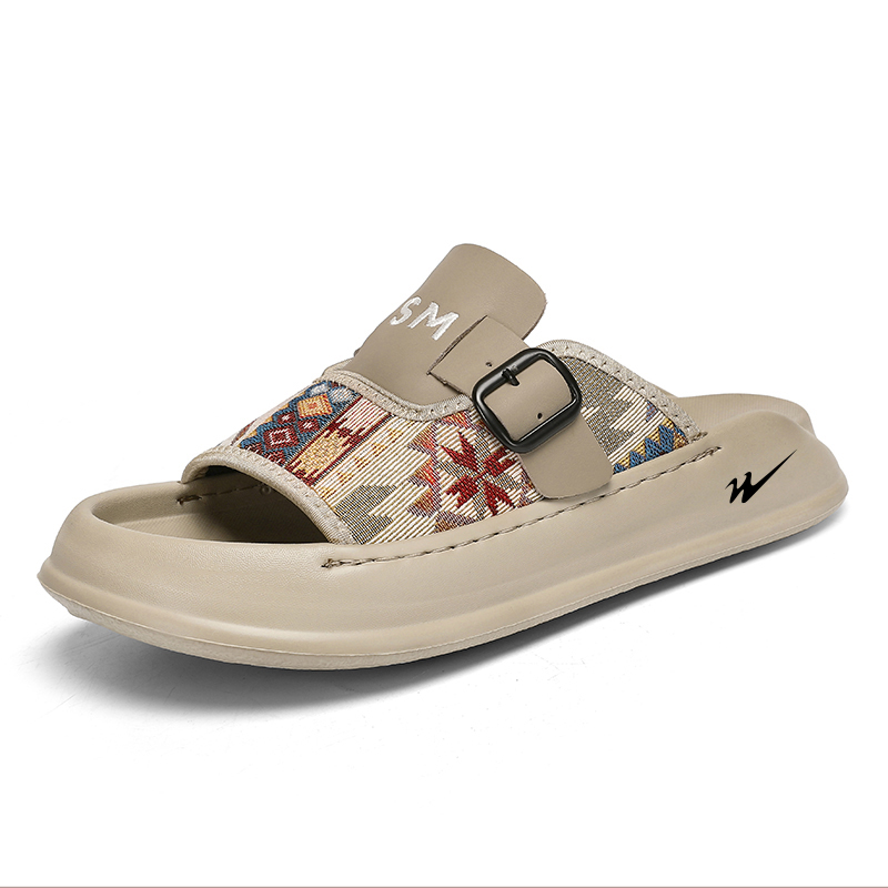 Binary Тапочки-слайды мужские коричневые, нескользящие, с защитой от запаха