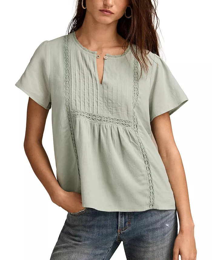 Женская крестьянская блуза из хлопка с плиссировкой и разрезом на горловине Lucky Brand, синий
Женская крестьянская блуза из хлопка с плиссировкой и разрезом на горловине Lucky Brand, синий