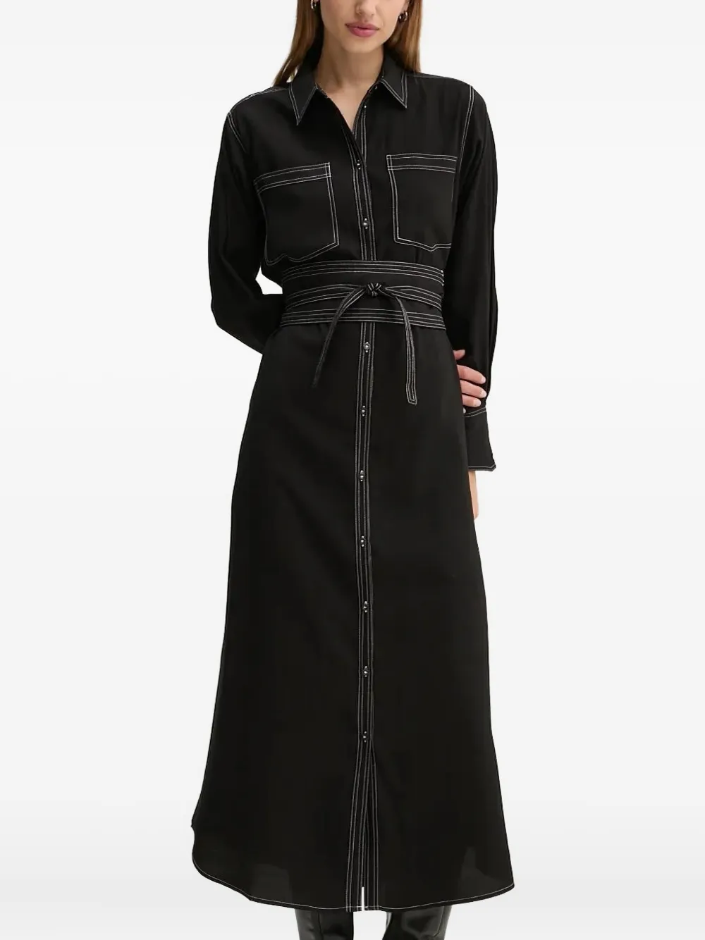 Платье-рубашка миди с поясом и контрастной строчкой Bruuns Bazaar, черный
Платье-рубашка миди с поясом и контрастной строчкой Bruuns Bazaar, черный