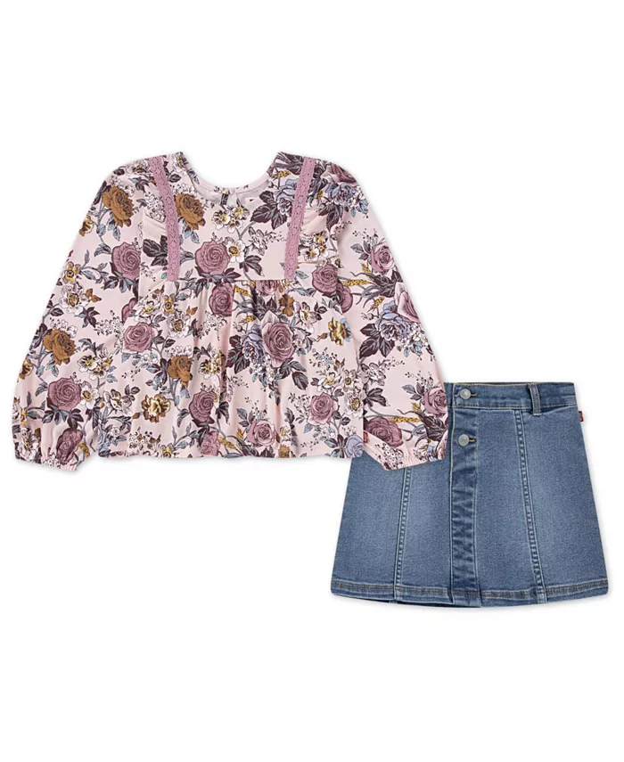 Комплект из двух предметов: топ в стиле бохо и джинсовая юбка для маленьких девочек Levi's
Комплект из двух предметов: топ в стиле бохо и джинсовая юбка для маленьких девочек Levi's