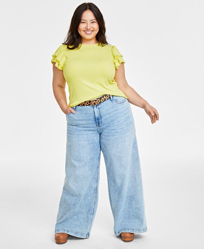 Топ больших размеров с развевающимися рукавами On 34th, желтый
Топ больших размеров с развевающимися рукавами On 34th, желтый