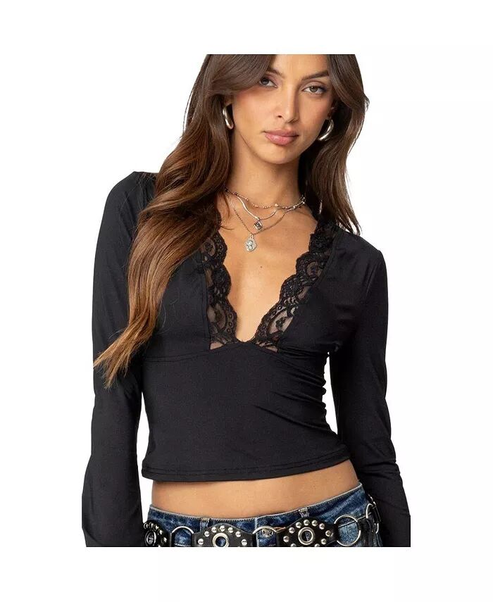 Женский топ Tina Lacey с глубоким вырезом Edikted, черный
Женский топ Tina Lacey с глубоким вырезом Edikted, черный