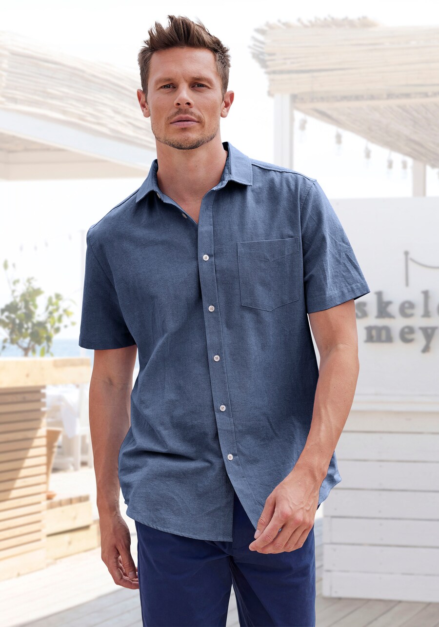 Деловая рубашка обычного кроя H.I.S, темно-синий 
Деловая рубашка обычного кроя H.I.S, темно-синий