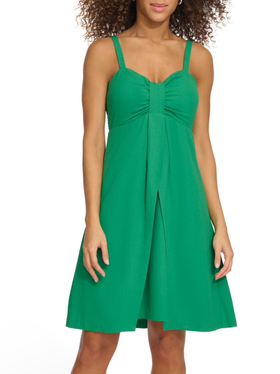 Однотонное мини-платье А-силуэта Kensie, зеленый 
Однотонное мини-платье А-силуэта Kensie, зеленый