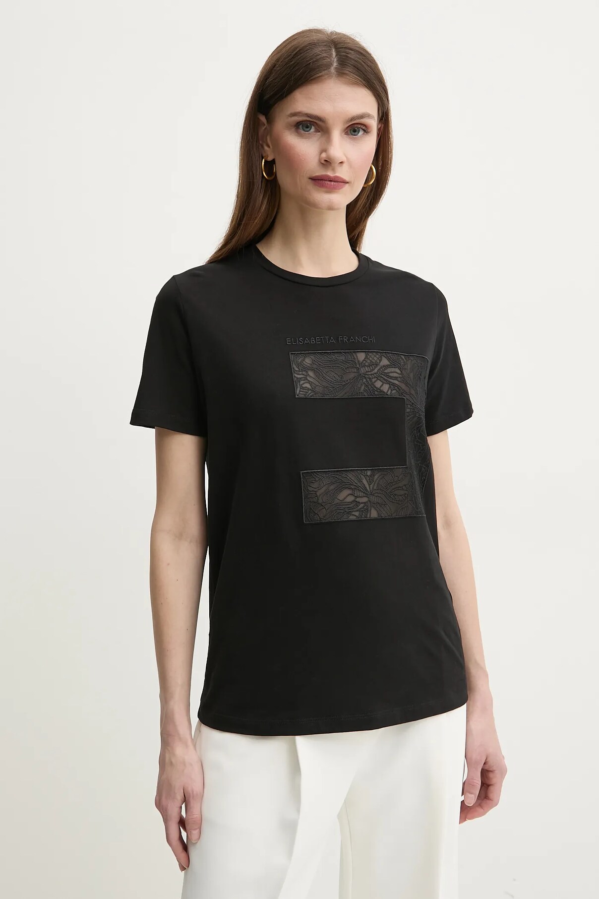 Хлопковая футболка Elisabetta Franchi, черный
Хлопковая футболка Elisabetta Franchi, черный