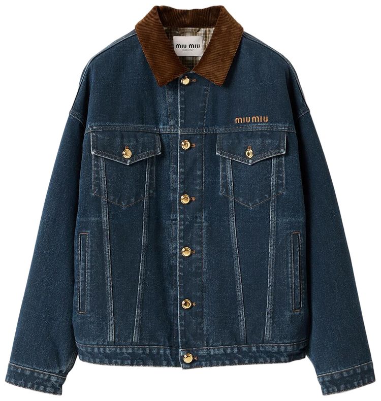 Джинсовая куртка Miu Miu с бархатным покрытием, синий
Джинсовая куртка Miu Miu с бархатным покрытием, синий