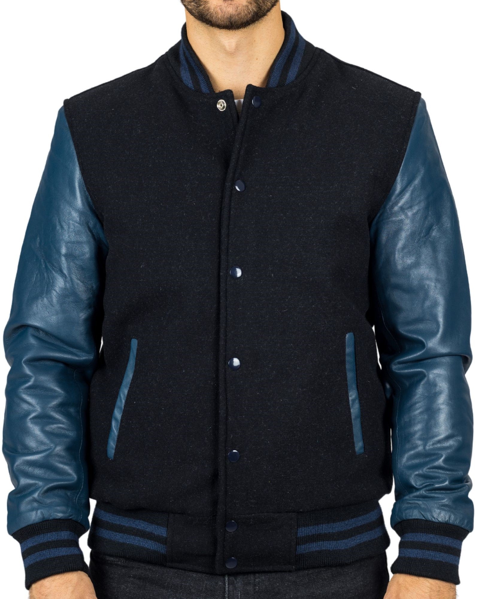 Куртка-бомбер в стиле «Varsity» из шерсти с рукавами из натуральной кожи и бейсбольным пальто для колледжа TruClothing, черный
Куртка-бомбер в стиле «Varsity» из шерсти с рукавами из натуральной кожи и бейсбольным пальто для колледжа TruClothing, черный