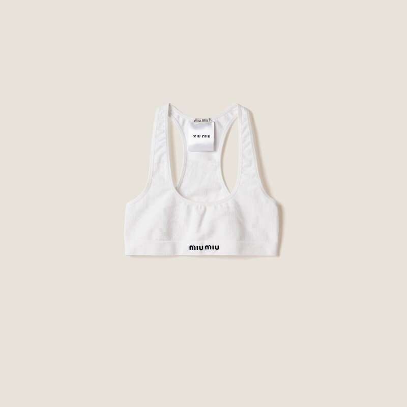 Бесшовный топ-борцовка Miu Miu, белый
Бесшовный топ-борцовка Miu Miu, белый