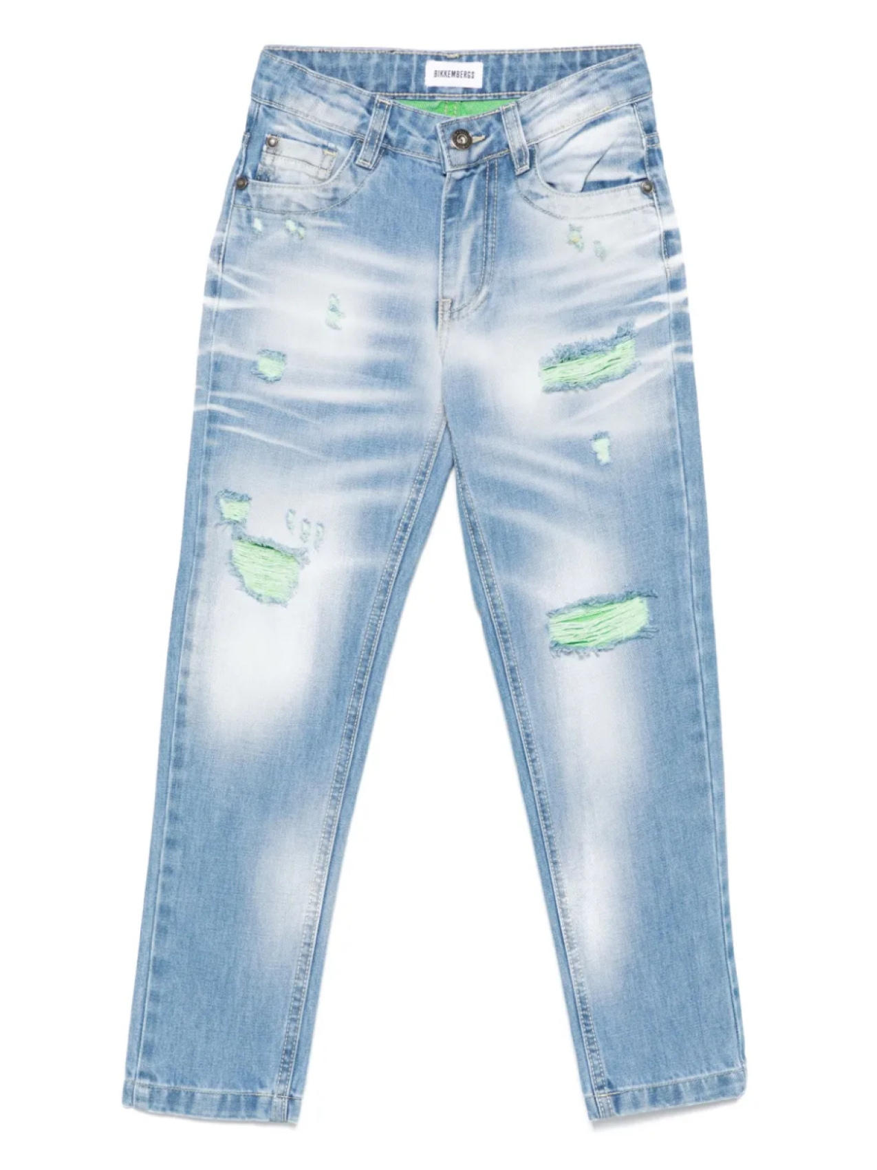 Рваные джинсы BIKKEMBERGS KIDS, синий 
Рваные джинсы BIKKEMBERGS KIDS, синий