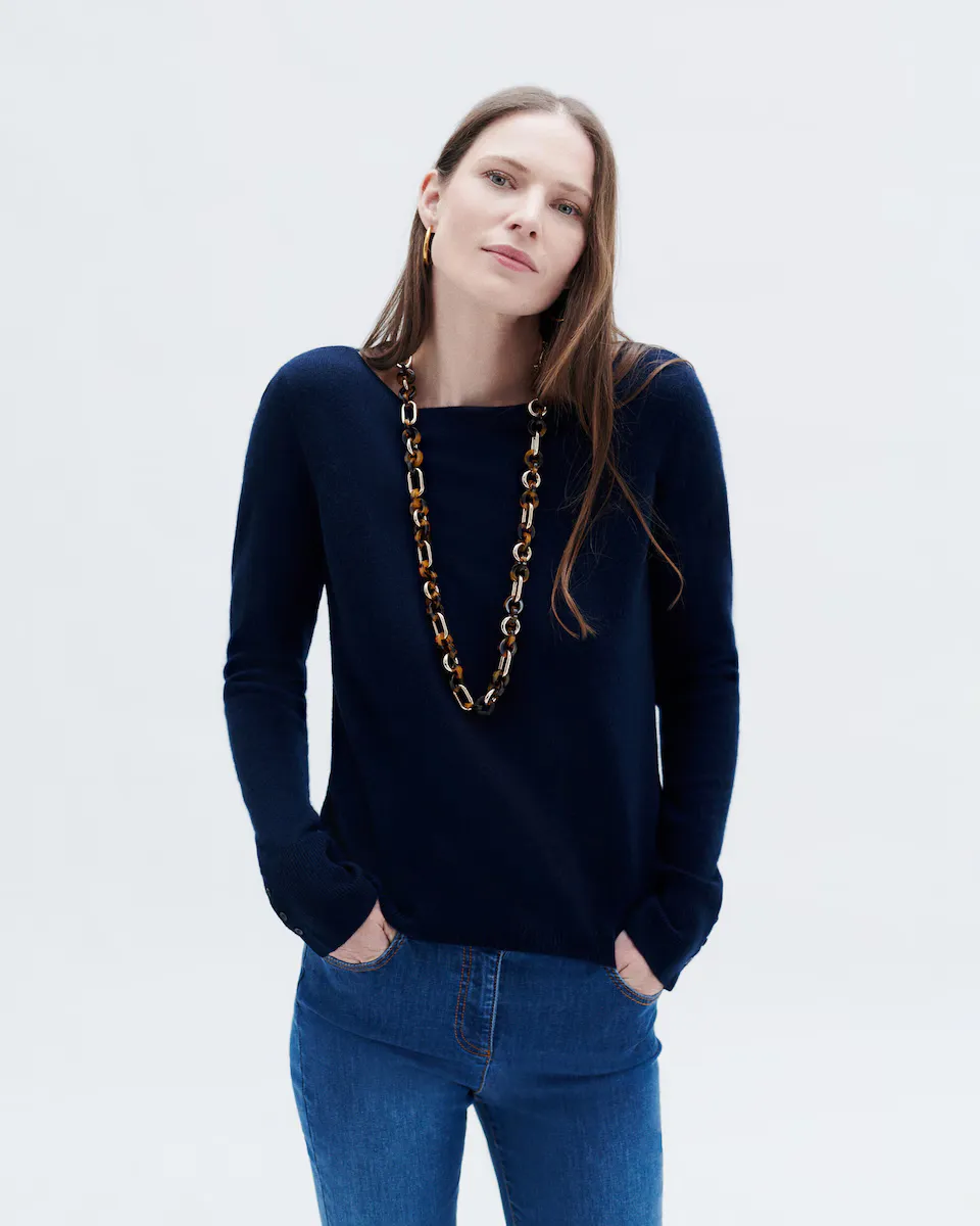 Женский свитер с вырезом «лодочка» из 100 % кашемира Caroll, темно-синий
Женский свитер с вырезом «лодочка» из 100 % кашемира Caroll, темно-синий