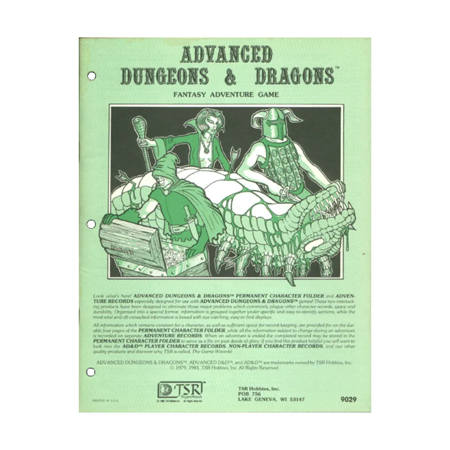 Permanent Character Folder & Adventure Record (2nd Printing), Advanced Dungeons & Dragons (1st Edition) - Core Books, Box Sets & Miscellaneous, мягкая обложка
Permanent Character Folder & Adventure Record (2nd Printing), Advanced Dungeons & Dragons (1st Edition) - Core Books, Box Sets & Miscellaneous, мягкая обложка
