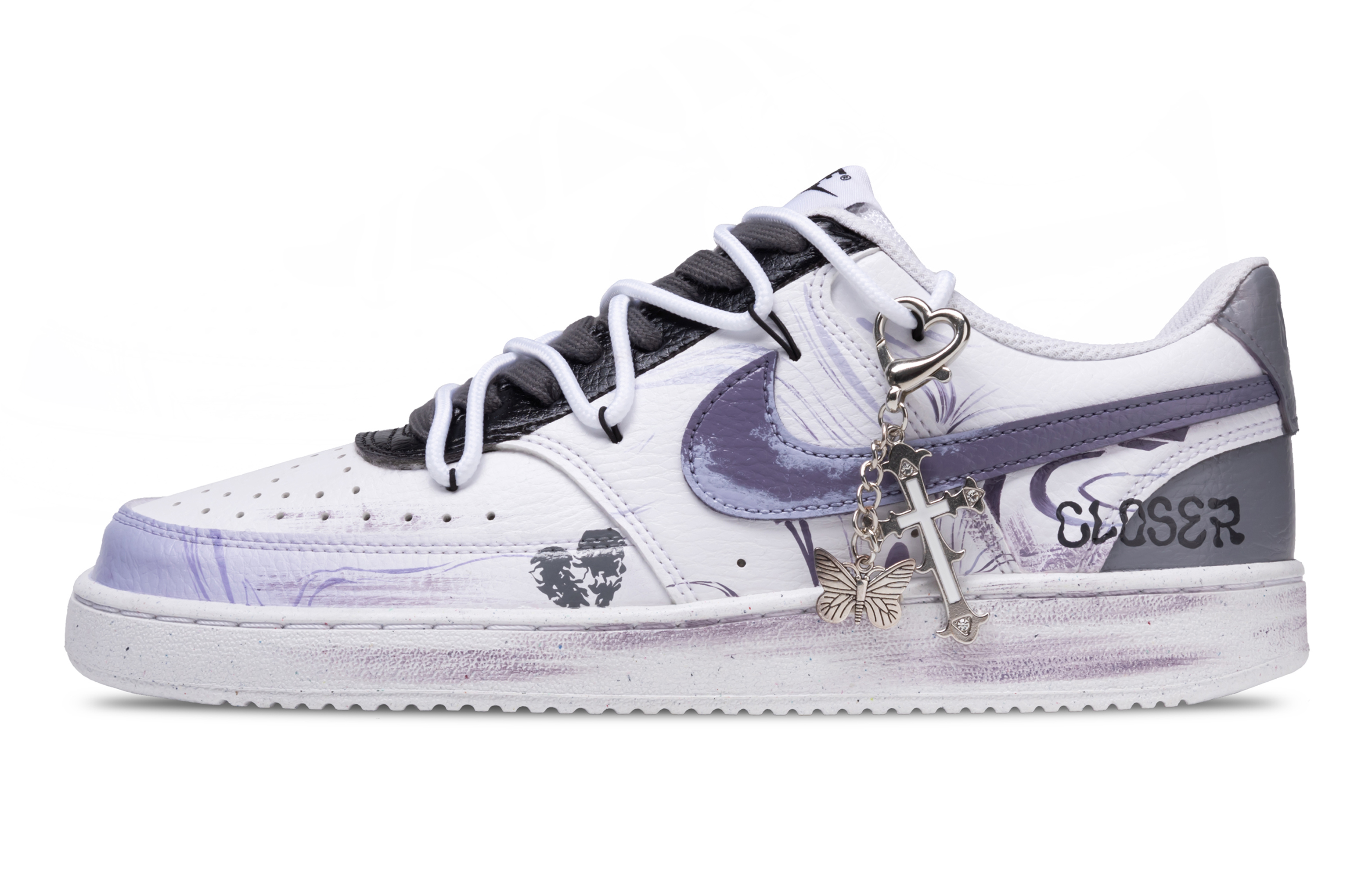 Nike Кроссовки для скейтборда Court Vision 1 Love Emergency с противоскользящей подошвой, износостойкие, мужские, белые, фиолетовые
Nike Кроссовки для скейтборда Court Vision 1 Love Emergency с противоскользящей подошвой, износостойкие, мужские, белые, фиолетовые