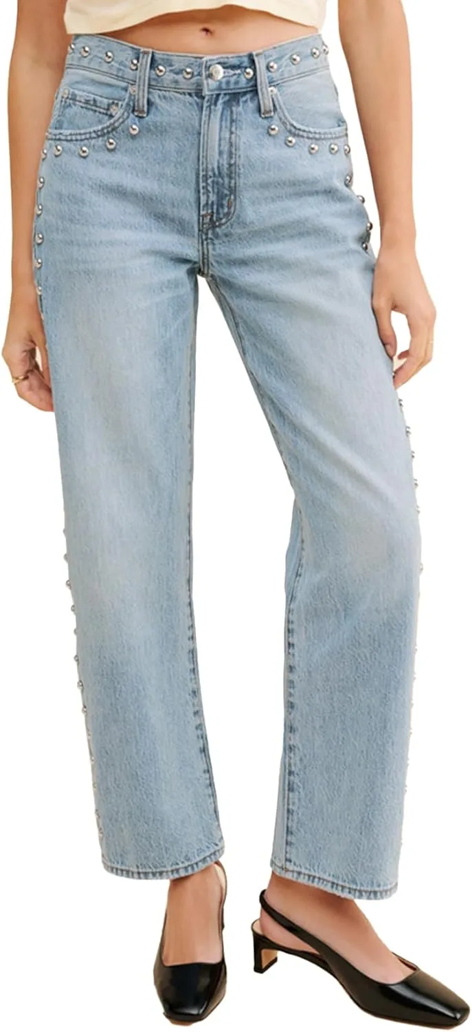 D-Sun Women's Mid Rise Straight Leg Jeans Studded Wide Leg
D-Sun Women's Mid Rise Straight Leg Jeans Studded Wide Leg