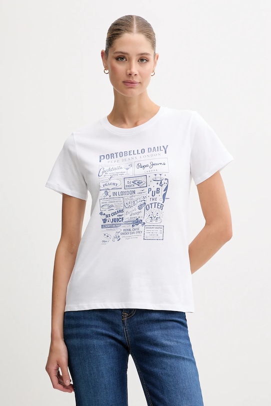Хлопковая футболка Pepe Jeans, белый 
Хлопковая футболка Pepe Jeans, белый