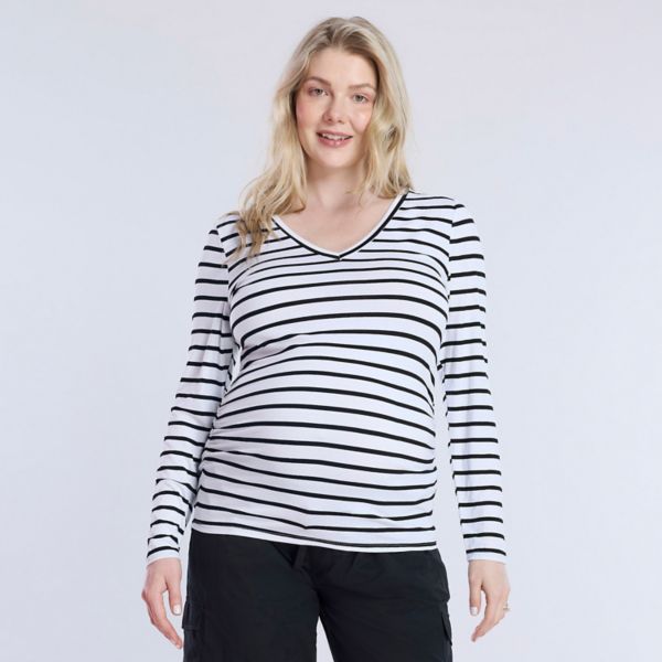 Блузка для беременных с v-образным вырезом, длинными рукавами и сборками по бокам Motherhood, цвет white black stripe
Блузка для беременных с v-образным вырезом, длинными рукавами и сборками по бокам Motherhood, цвет white black stripe