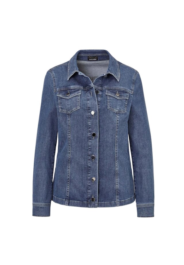 Короткий размер: классическая джинсовая куртка с великолепными деталями. Goldner, синий
Короткий размер: классическая джинсовая куртка с великолепными деталями. Goldner, синий