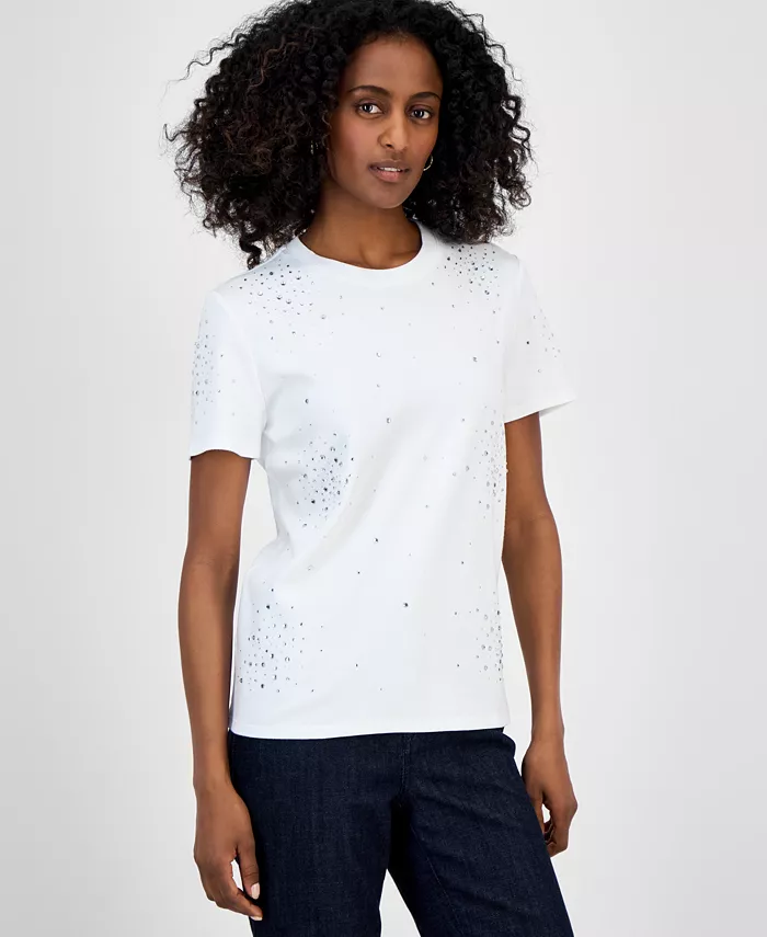 Женская хлопковая футболка с декоративными элементами I.N.C. International Concepts, белый
Женская хлопковая футболка с декоративными элементами I.N.C. International Concepts, белый