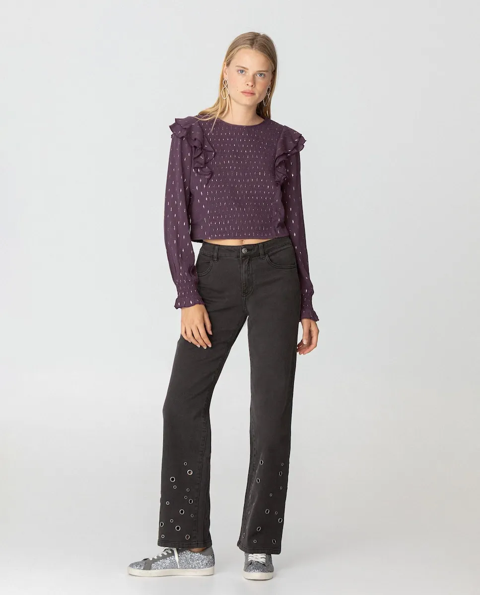 Женские джинсы с высокой талией с люверсами и вышивкой на спинке Noon, темно-серый
Женские джинсы с высокой талией с люверсами и вышивкой на спинке Noon, темно-серый