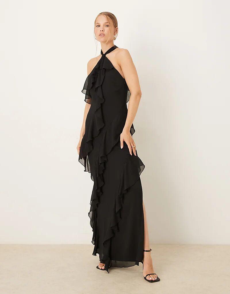 Платье макси Pretty Lavish с бретелькой через шею и оборками, черное
Платье макси Pretty Lavish с бретелькой через шею и оборками, черное