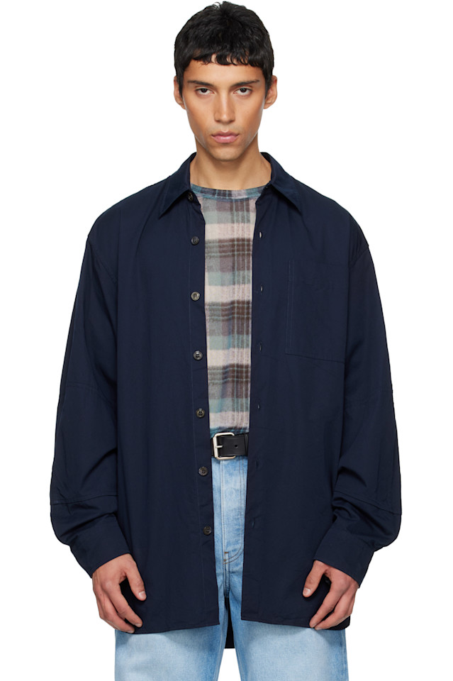 Рубашка с панелями Dries Van Noten, темно-синий
Рубашка с панелями Dries Van Noten, темно-синий