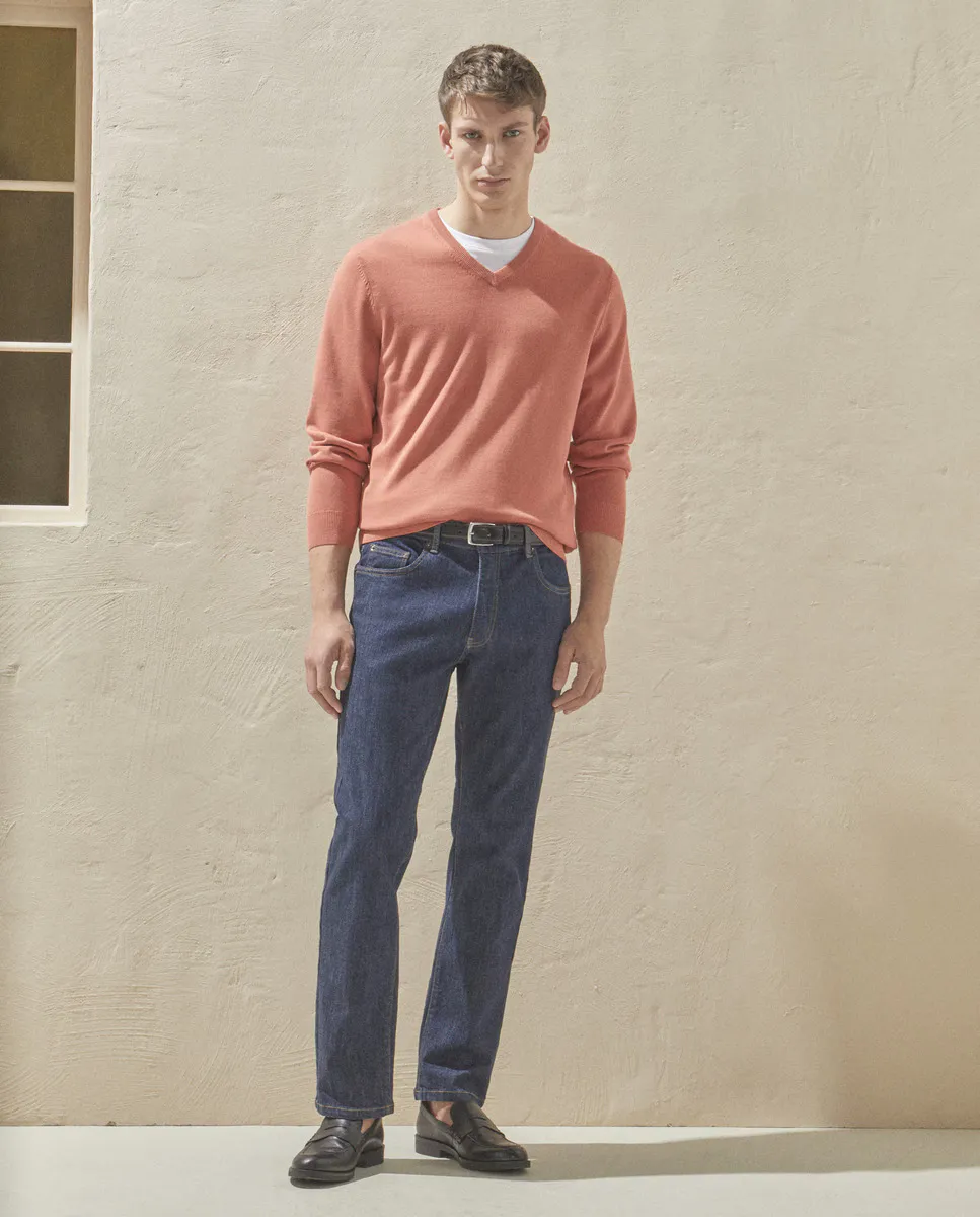 Мужской хлопковый свитер с V-образным вырезом Dustin, оранжевый
Мужской хлопковый свитер с V-образным вырезом Dustin, оранжевый