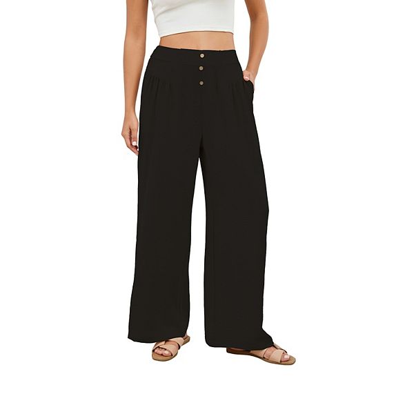 Женские брюки палаццо с широкими штанинами на пуговицах, свободные, с высокой талией и складками Seoria, Black
Женские брюки палаццо с широкими штанинами на пуговицах, свободные, с высокой талией и складками Seoria, Black