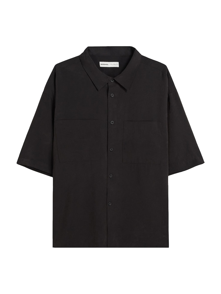 Рубашка на пуговицах Comfort fit Bershka, черный
Рубашка на пуговицах Comfort fit Bershka, черный