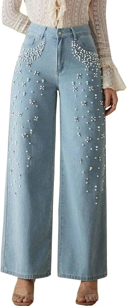 Женские джинсы с высокой талией и расклешенными штанинами, украшенные стразами TACSTRUN
Женские джинсы с высокой талией и расклешенными штанинами, украшенные стразами TACSTRUN