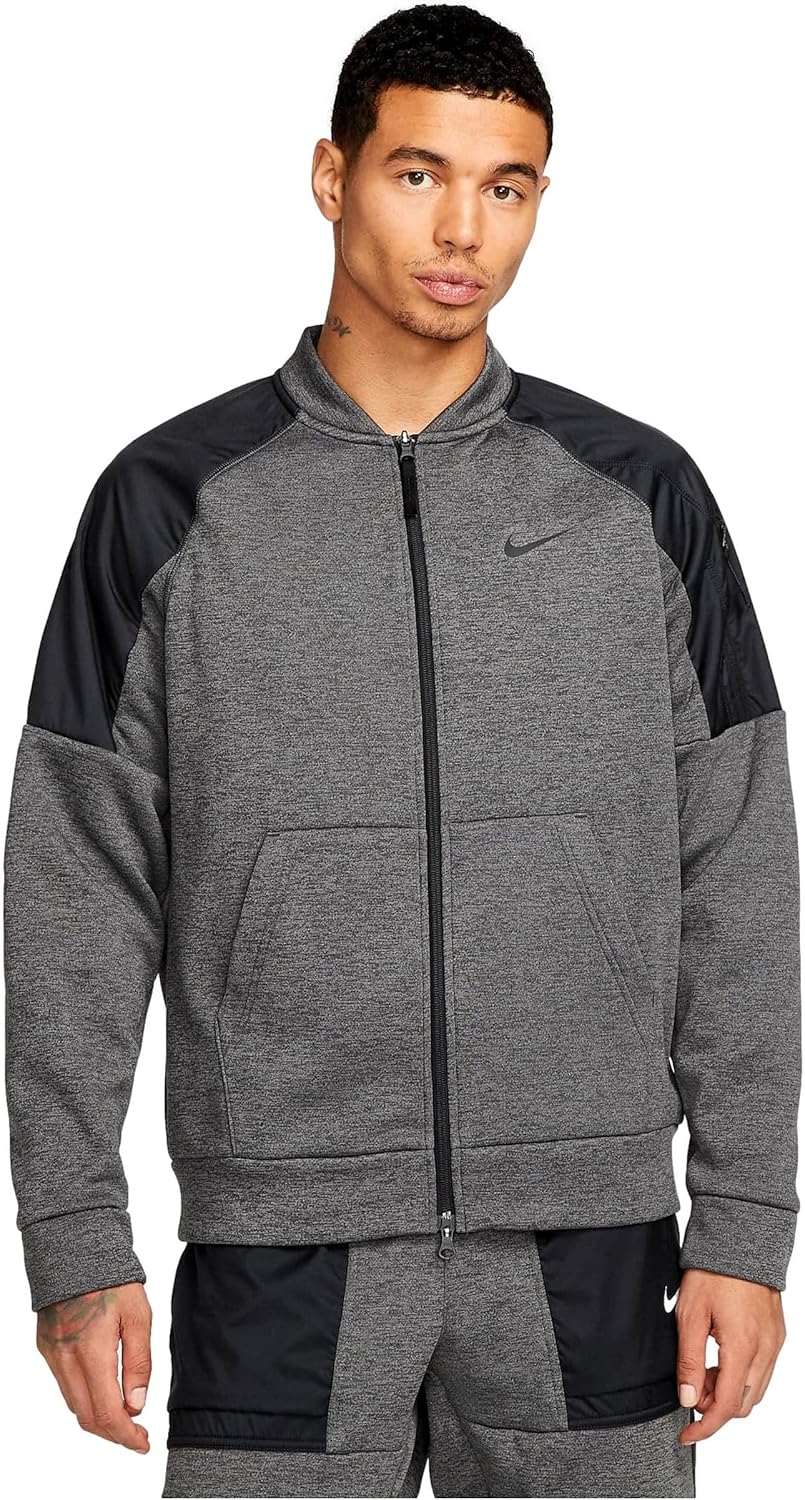 Мужская тренировочная куртка-бомбер с застежкой-молнией Nike Therma-FIT, Charcoal Heather/Black
Мужская тренировочная куртка-бомбер с застежкой-молнией Nike Therma-FIT, Charcoal Heather/Black