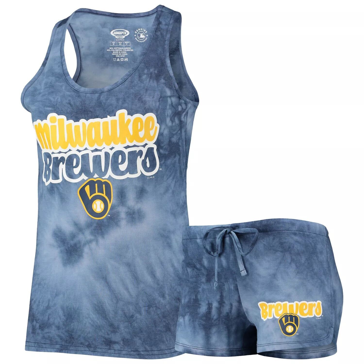 Женский комплект из майки и шорт темно-синего цвета Milwaukee Brewers Billboard Racerback Concepts Sport 
Женский комплект из майки и шорт темно-синего цвета Milwaukee Brewers Billboard Racerback Concepts Sport