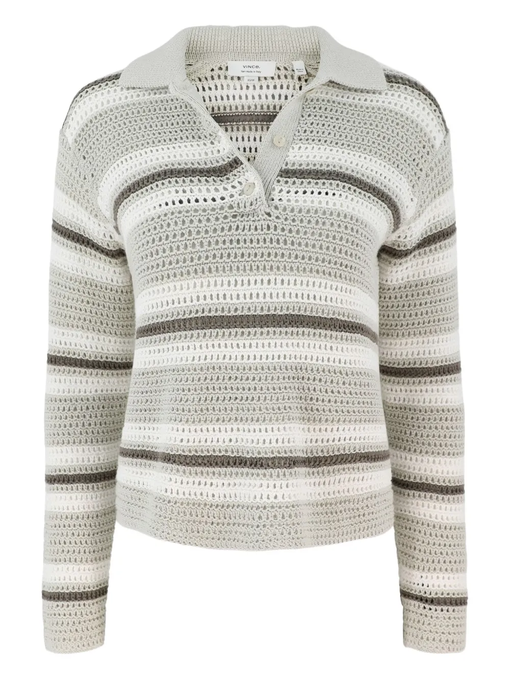 Полосатая сетчатая рубашка-поло Vince, нейтральный 
Полосатая сетчатая рубашка-поло Vince, нейтральный