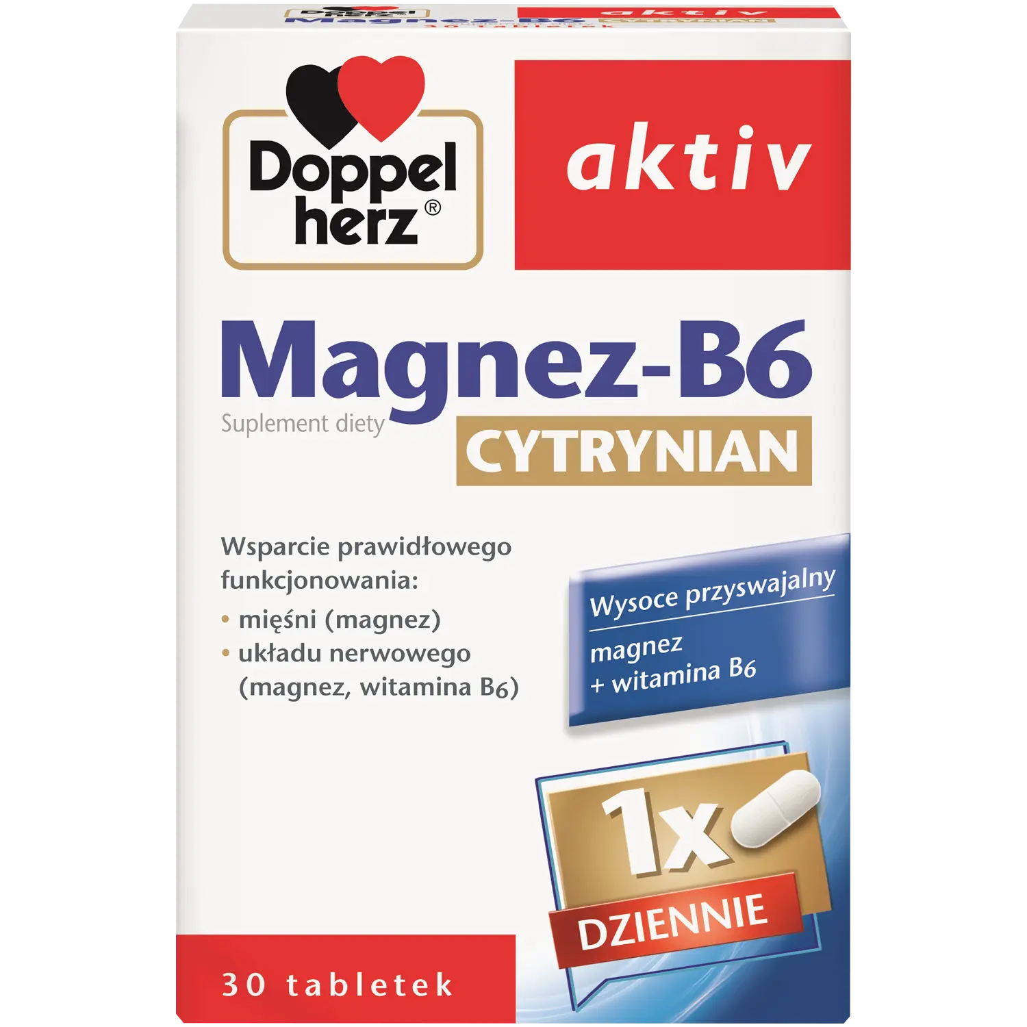 Doppelherz Magnez B6 Cytrynian биологически активная добавка, 30 таблеток/1 упаковка
Doppelherz Magnez B6 Cytrynian биологически активная добавка, 30 таблеток/1 упаковка