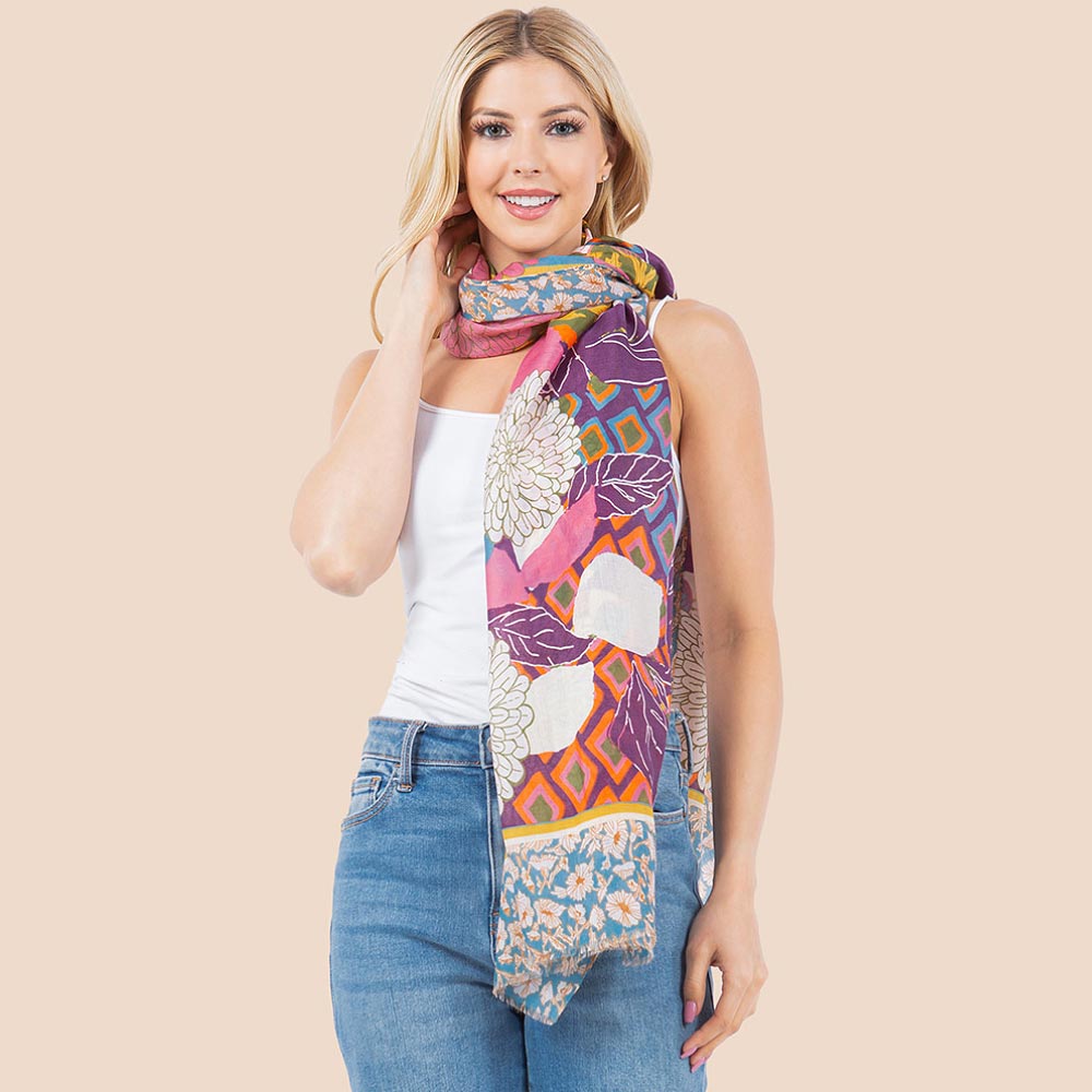 Легкий шарф с ярким тропическим цветочным узором и кисточками Truedames, фиолетовый
Легкий шарф с ярким тропическим цветочным узором и кисточками Truedames, фиолетовый