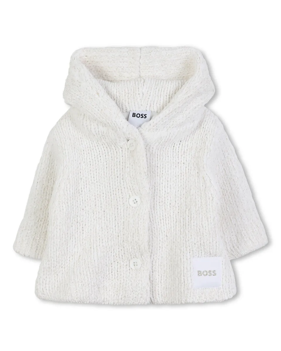 Белая вязаная детская куртка с капюшоном BOSS Kidswear, белый
Белая вязаная детская куртка с капюшоном BOSS Kidswear, белый