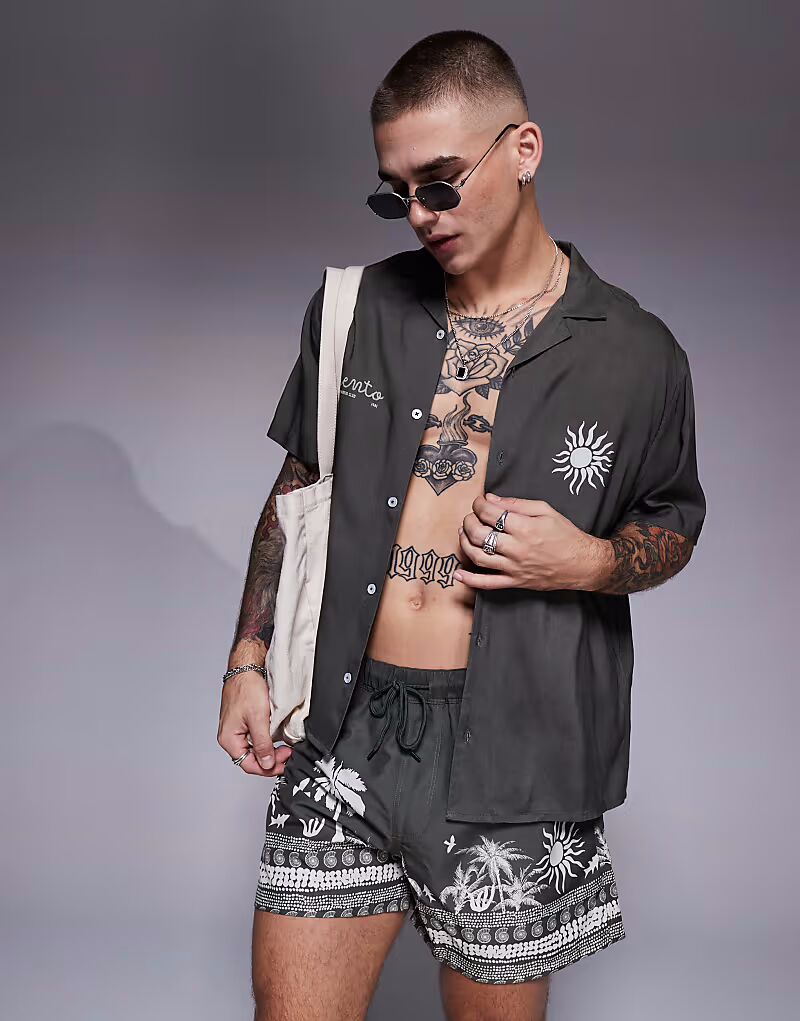 Рубашка свободного кроя Revere зеленого цвета с летним принтом Asos Design
Рубашка свободного кроя Revere зеленого цвета с летним принтом Asos Design