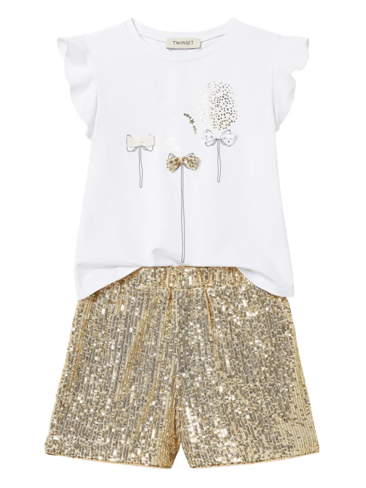 Комбинезон с блестками и оборками на рукавах TWINSET Kids, белый
Комбинезон с блестками и оборками на рукавах TWINSET Kids, белый