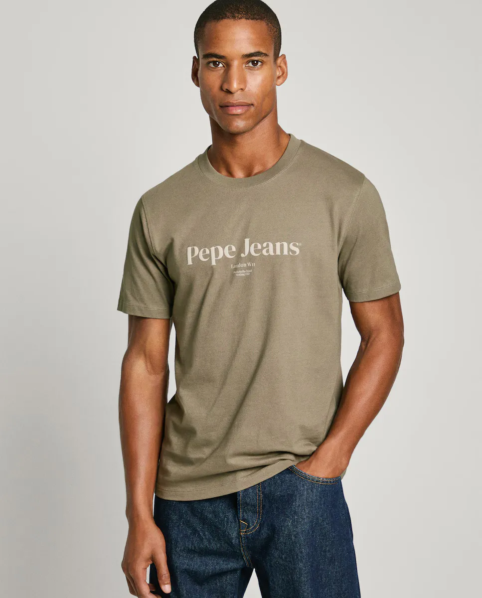 Мужская футболка с коротким рукавом и напечатанным логотипом Pepe Jeans, темно-зеленый
Мужская футболка с коротким рукавом и напечатанным логотипом Pepe Jeans, темно-зеленый