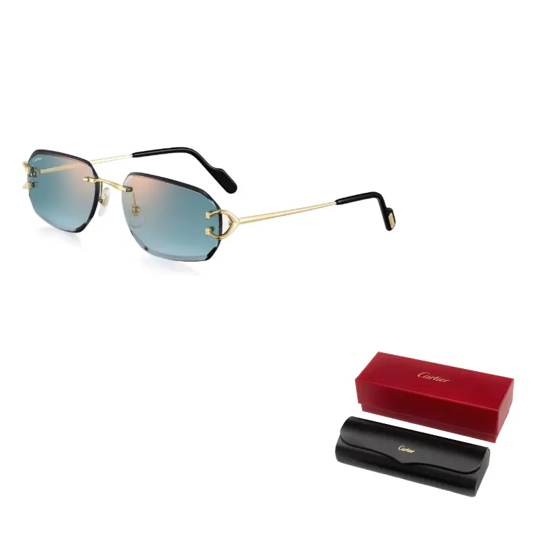 Cartier Металлические солнцезащитные очки асимметричной формы унисекс золотые, Gold 
Cartier Металлические солнцезащитные очки асимметричной формы унисекс золотые, Gold