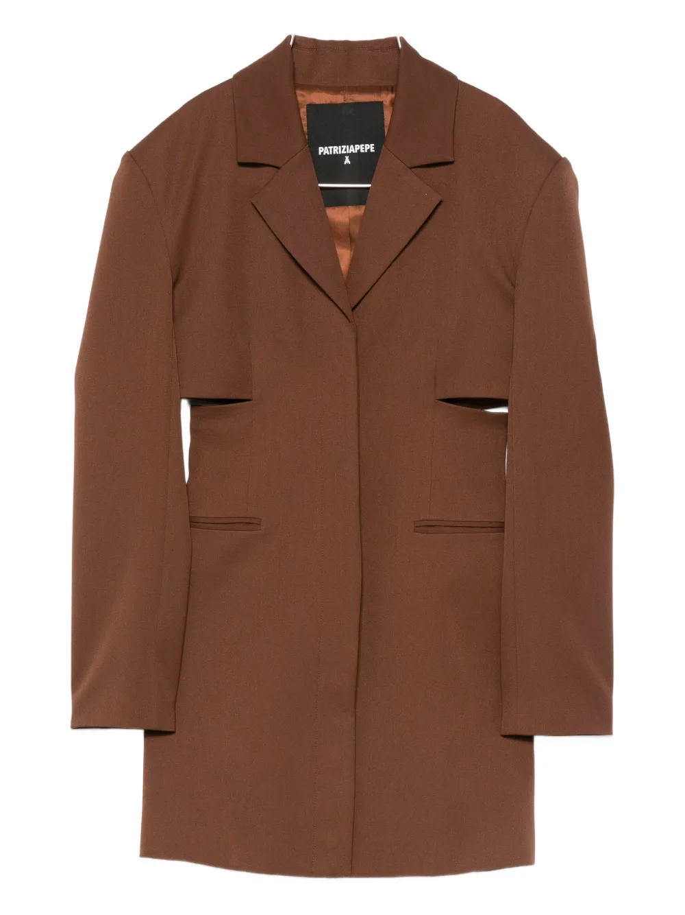 Платье-пиджак мини с вырезами Patrizia Pepe, коричневый
Платье-пиджак мини с вырезами Patrizia Pepe, коричневый