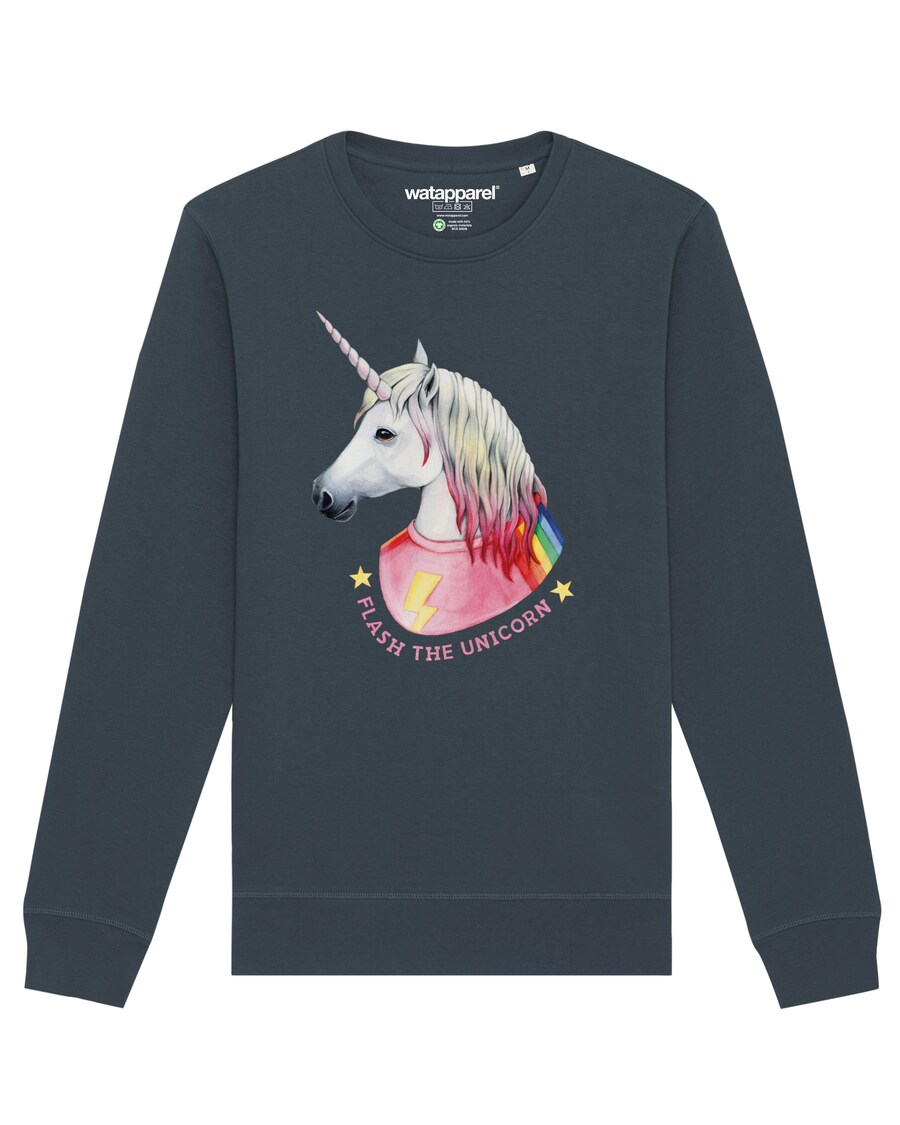 Свитер Watapparel Sweatshirt Flash, the unicorn, антрацит 
Свитер Watapparel Sweatshirt Flash, the unicorn, антрацит