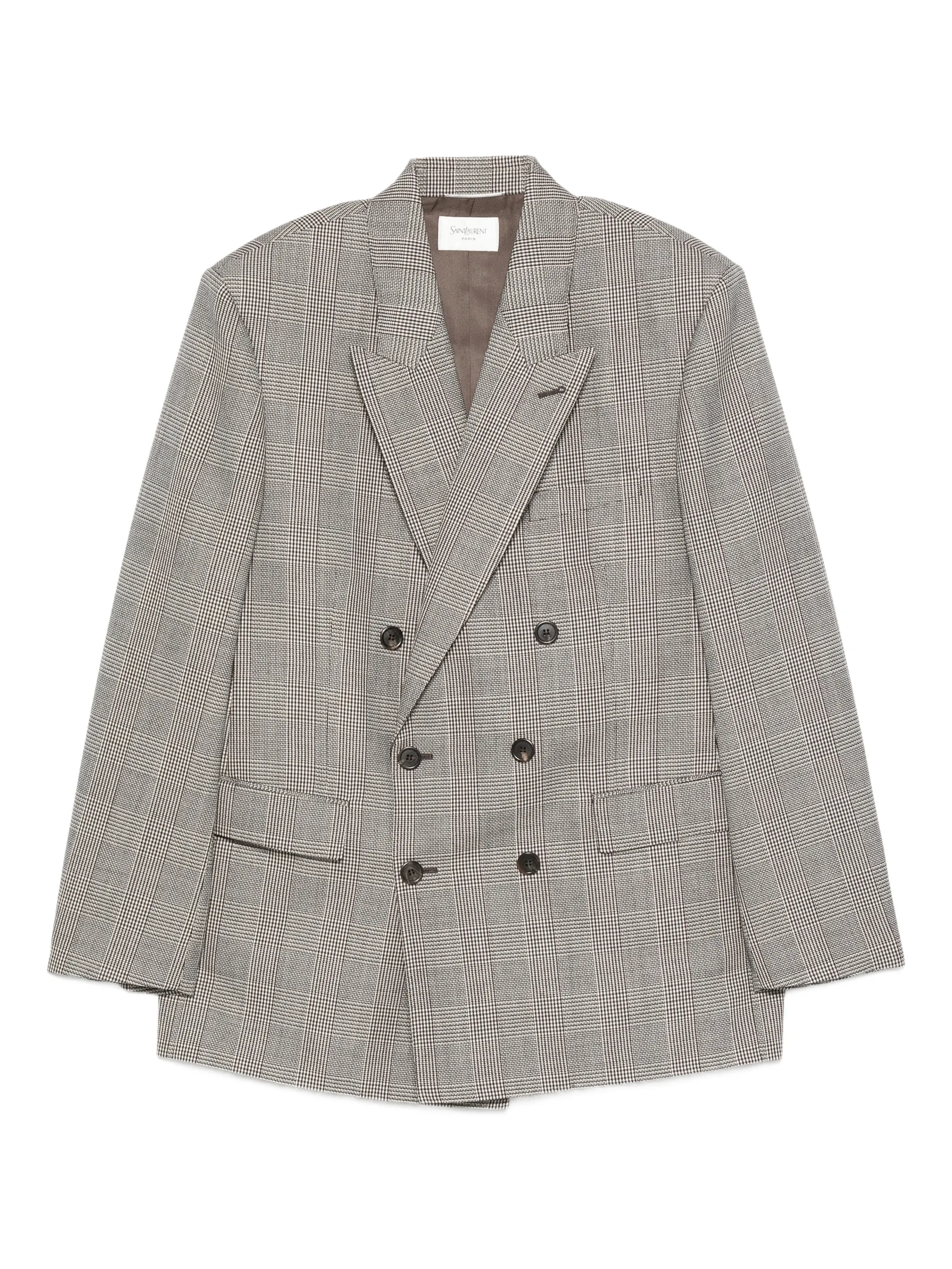 Двубортный пиджак в клетку Saint Laurent, черный
Двубортный пиджак в клетку Saint Laurent, черный