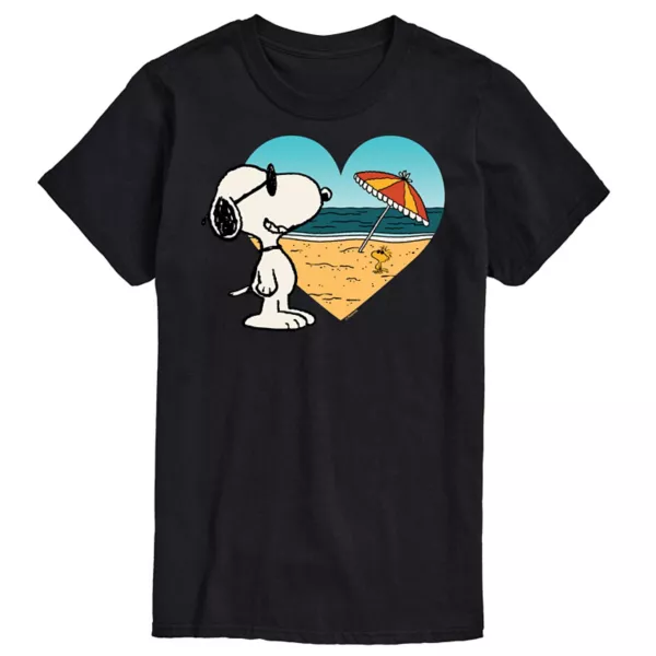 Футболка с пляжным принтом Snoopy и надписью "At heart" для высоких и полных Licensed Character, черный 
Футболка с пляжным принтом Snoopy и надписью "At heart" для высоких и полных Licensed Character, черный
