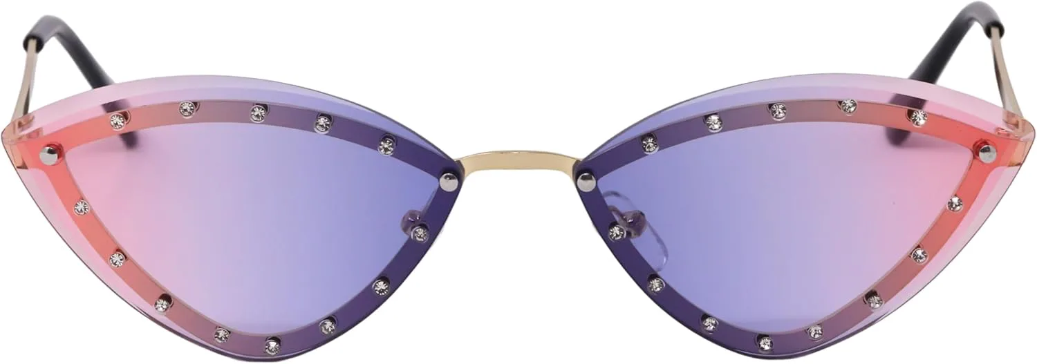 Женские солнцезащитные очки-«кошачий глаз» треугольной формы, без оправы, с кристаллами, уникальные элегантные очки с украшениями из страз RAVI EYEWEAR, Bluepink
Женские солнцезащитные очки-«кошачий глаз» треугольной формы, без оправы, с кристаллами, уникальные элегантные очки с украшениями из страз RAVI EYEWEAR, Bluepink
