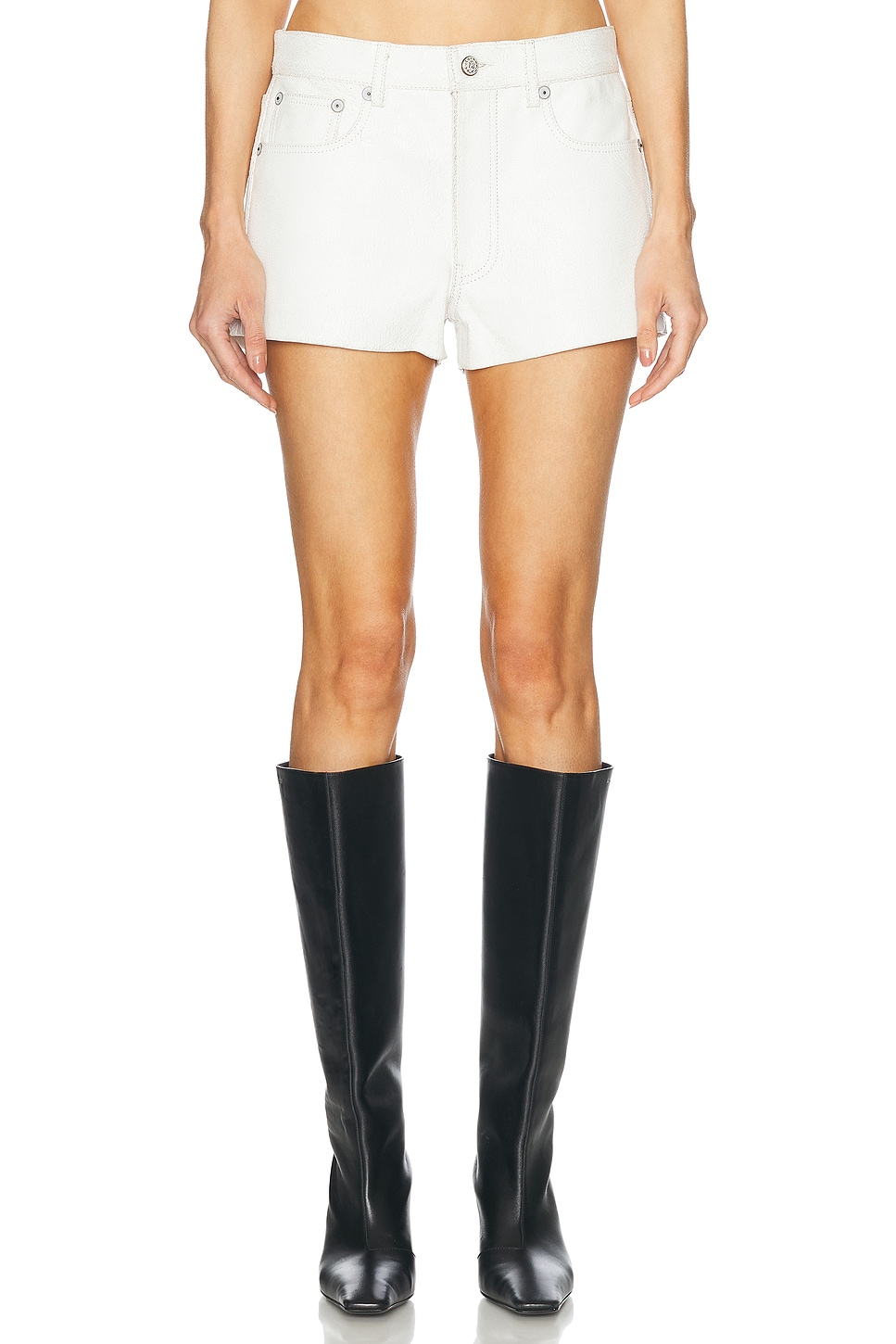 Кожаные шорты с пятью карманами R13, Crackle White
Кожаные шорты с пятью карманами R13, Crackle White