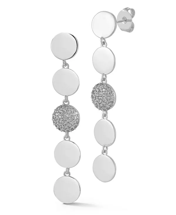 Позолоченные серьги-подвески с круглым паве Rachel Zoe, silver
Позолоченные серьги-подвески с круглым паве Rachel Zoe, silver